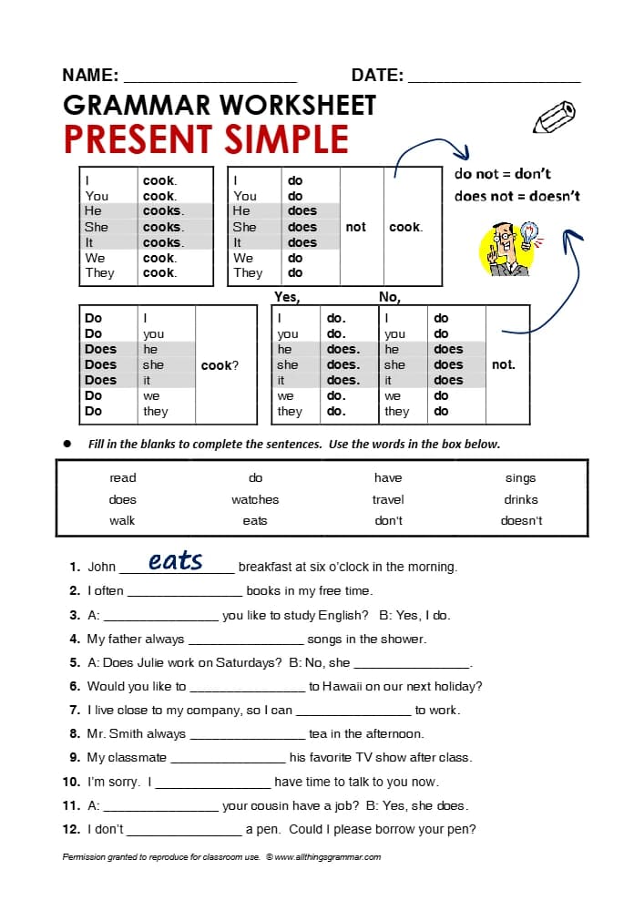 کتاب ATG Worksheet: Present Simple Reading 3 (کاربرگ خواندن زمان حال ساده 3) نسخه انگلیسی PDF