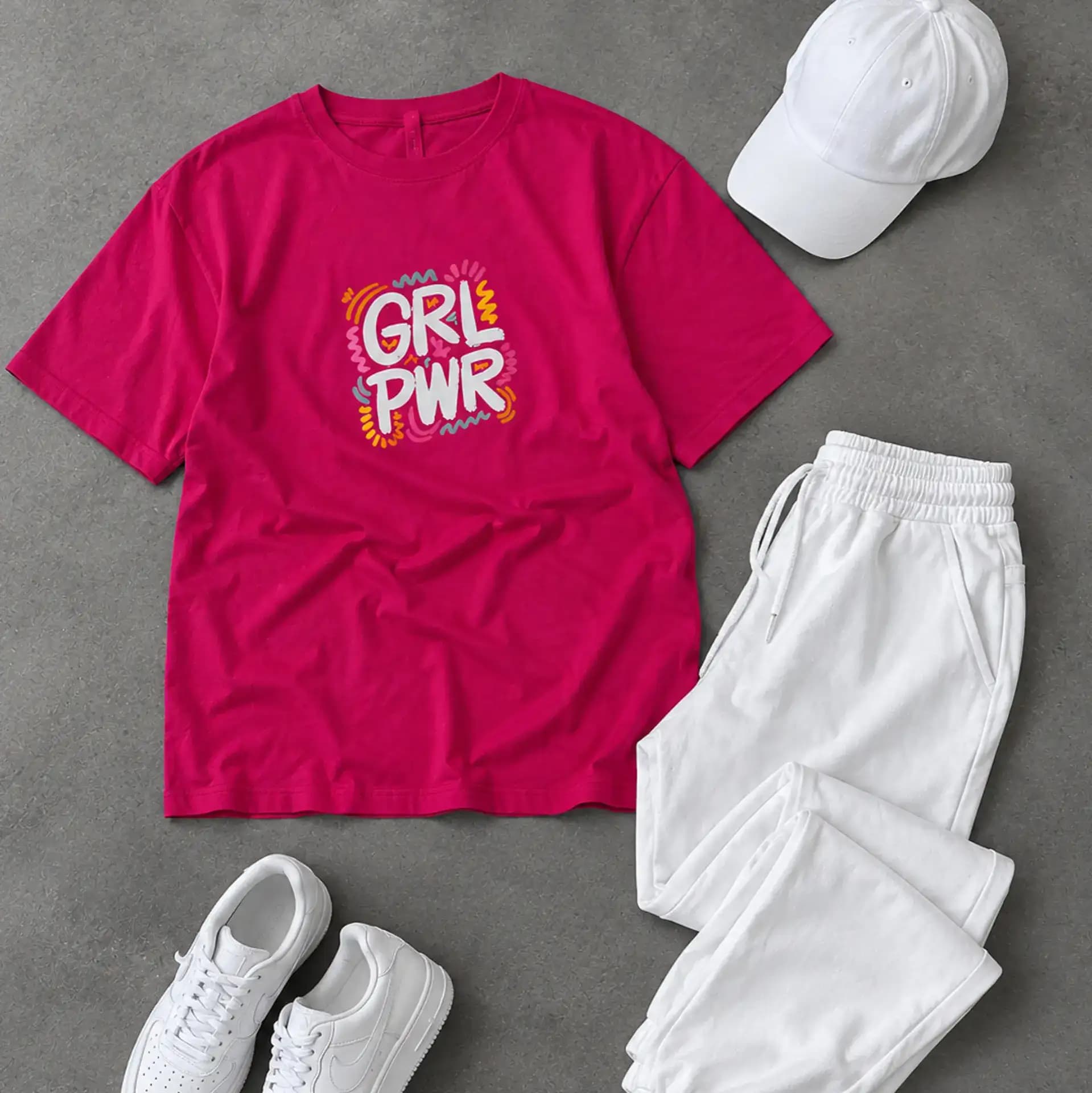 تیشرت دخترانه طرح girl power – فری سایز