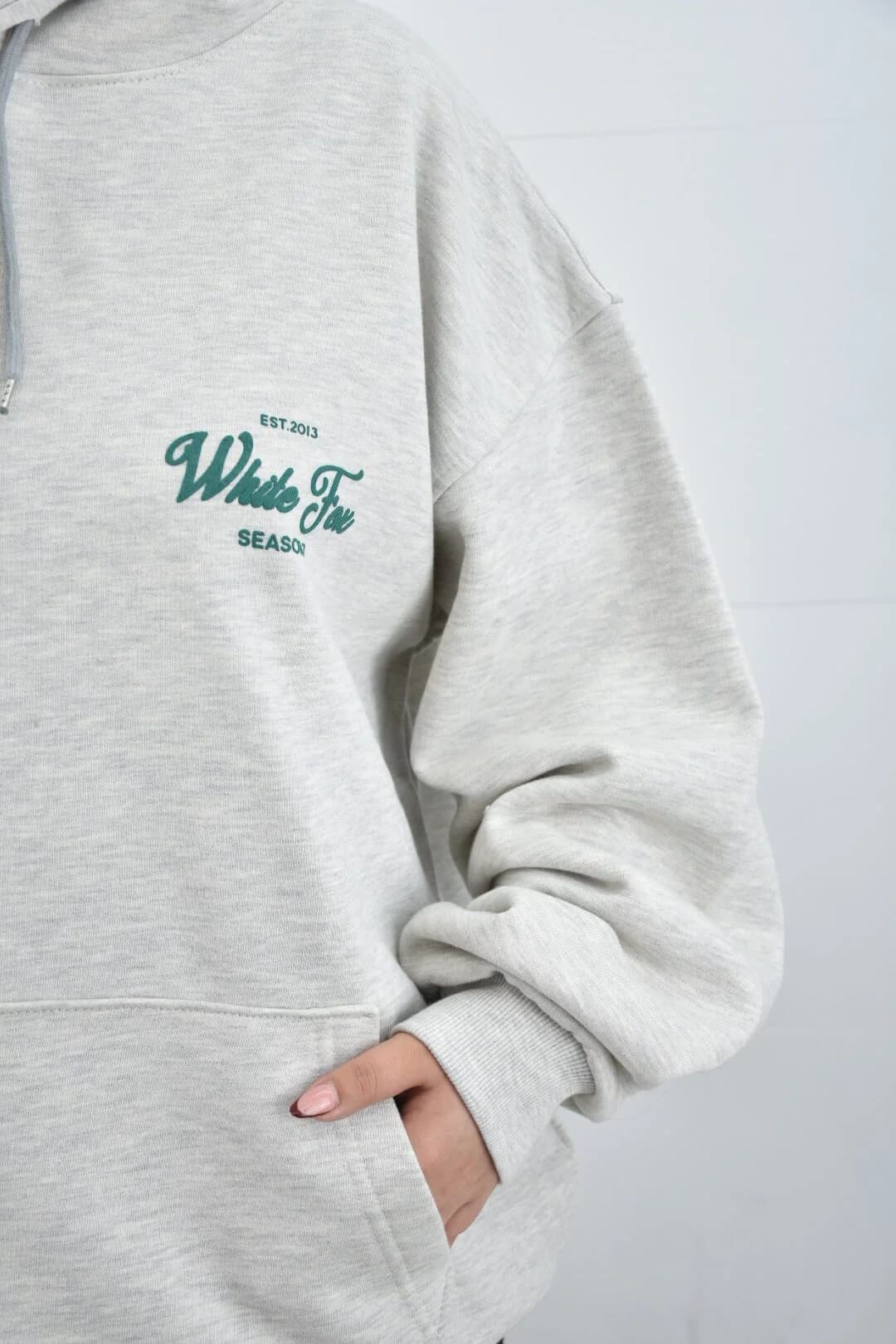 هودی سه نخ داخل کرکی یونیسکس ضخیم white — تصویر ۷