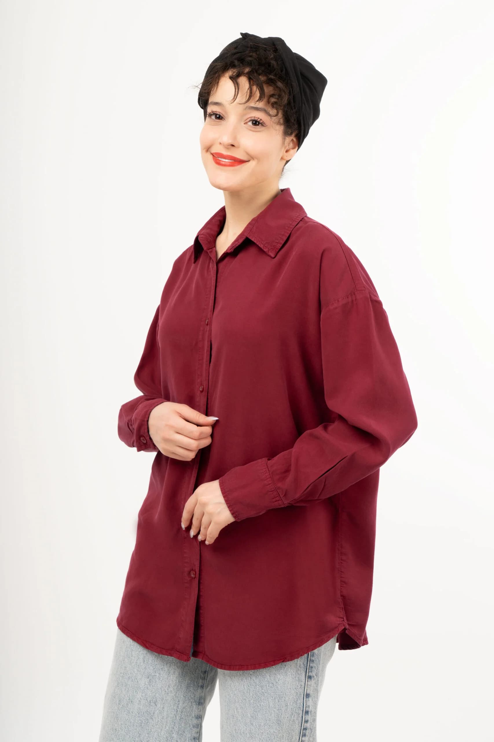 شومیز سیلک زرشکی