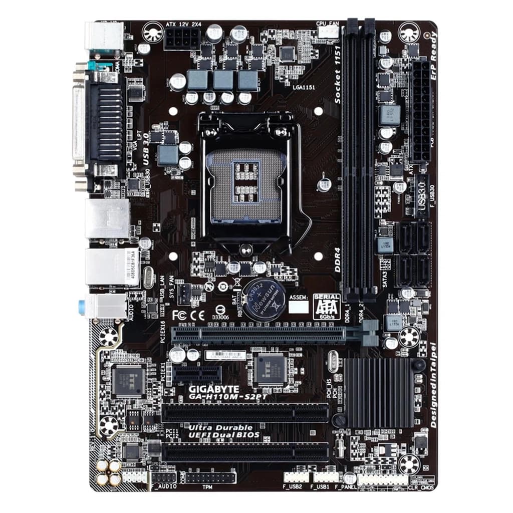 مادربرد استوک گیگابایت مدل GA-H110M-S2PT DDR4 | MicroATX | 1151 | همراه با پنل