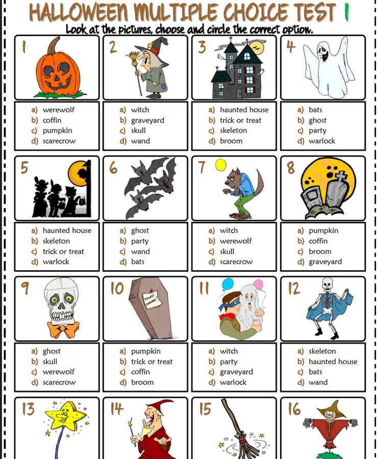 کتاب halloween vocabulary esl multiple choice tests for kids نسخه انگلیسی PDF