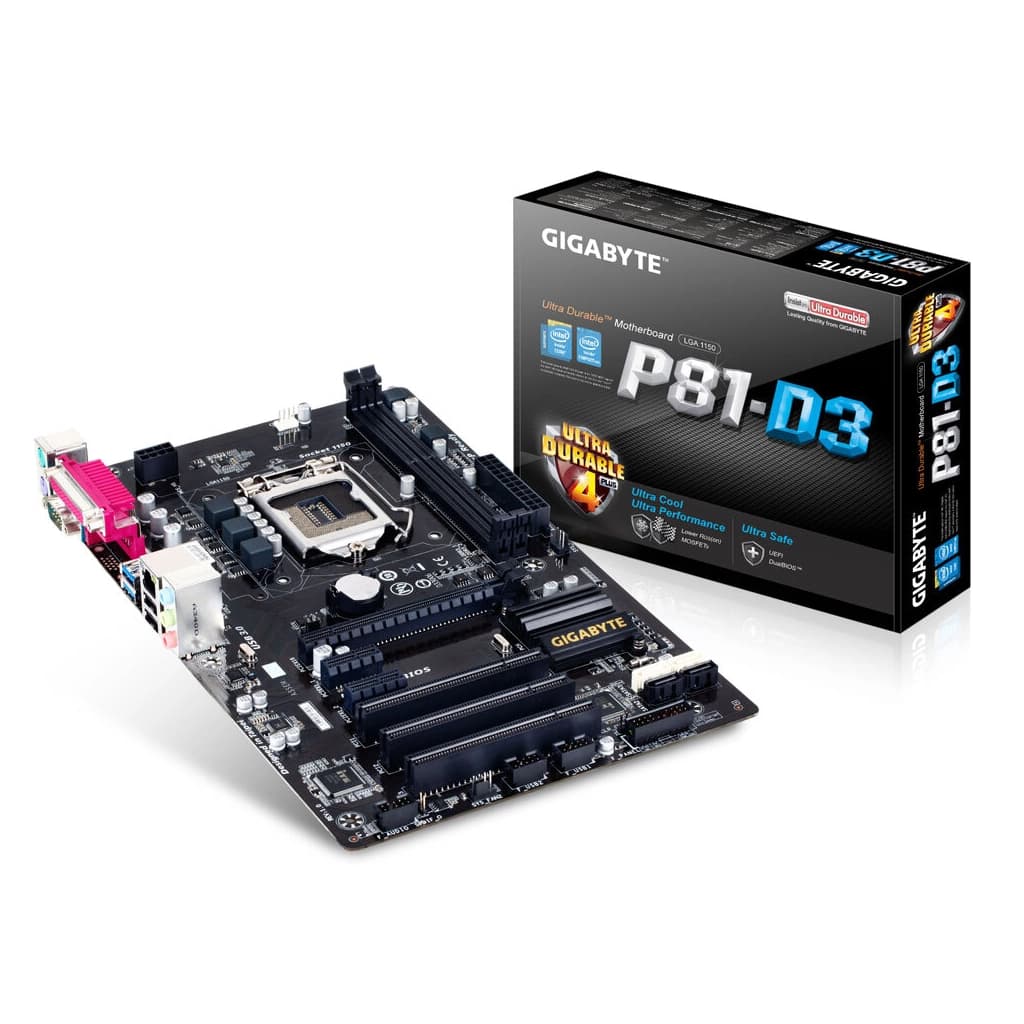 باندل استوک مادربرد و پردازنده گیگابایت مدل GA-P81-D + CPU Core i5 4460 Haswell | LGA 1150 | ATX | فن اورجینال | پنل — تصویر ۴
