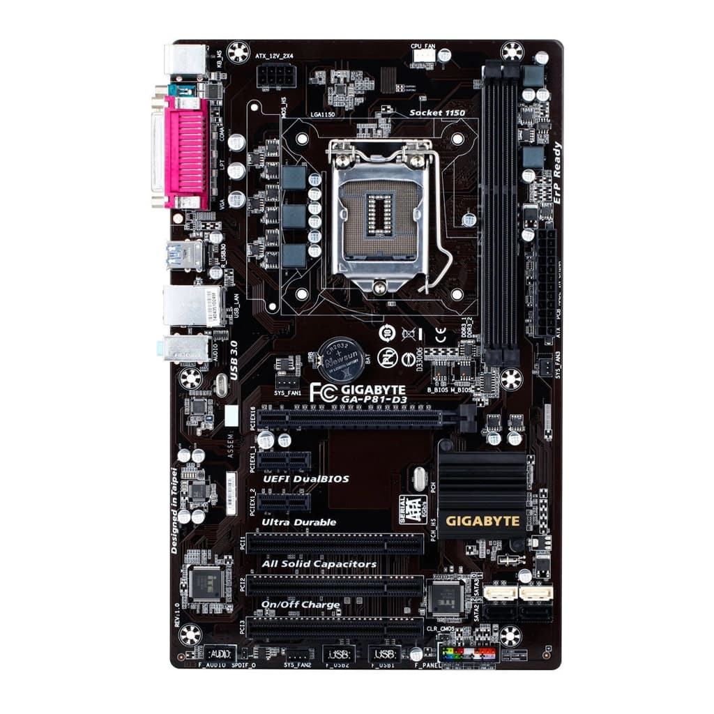 باندل استوک مادربرد و پردازنده گیگابایت مدل GA-P81-D + CPU Core i5 4460 Haswell | LGA 1150 | ATX | فن اورجینال | پنل