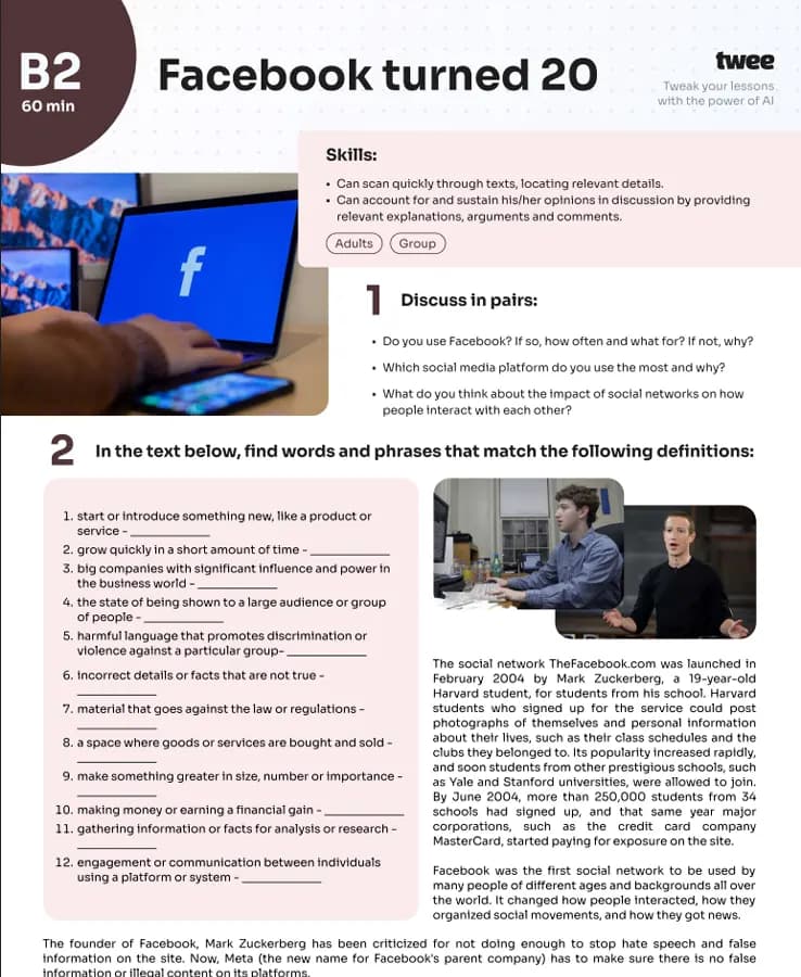 کتاب facebook-20-b2 (فیس‌بوک ۲.۰ سطح B2) نسخه انگلیسی PDF