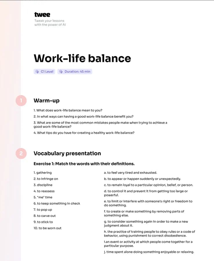 کتاب demo-lesson-work-life-balance (درس نمونه تعادل کار و زندگی) نسخه انگلیسی PDF
