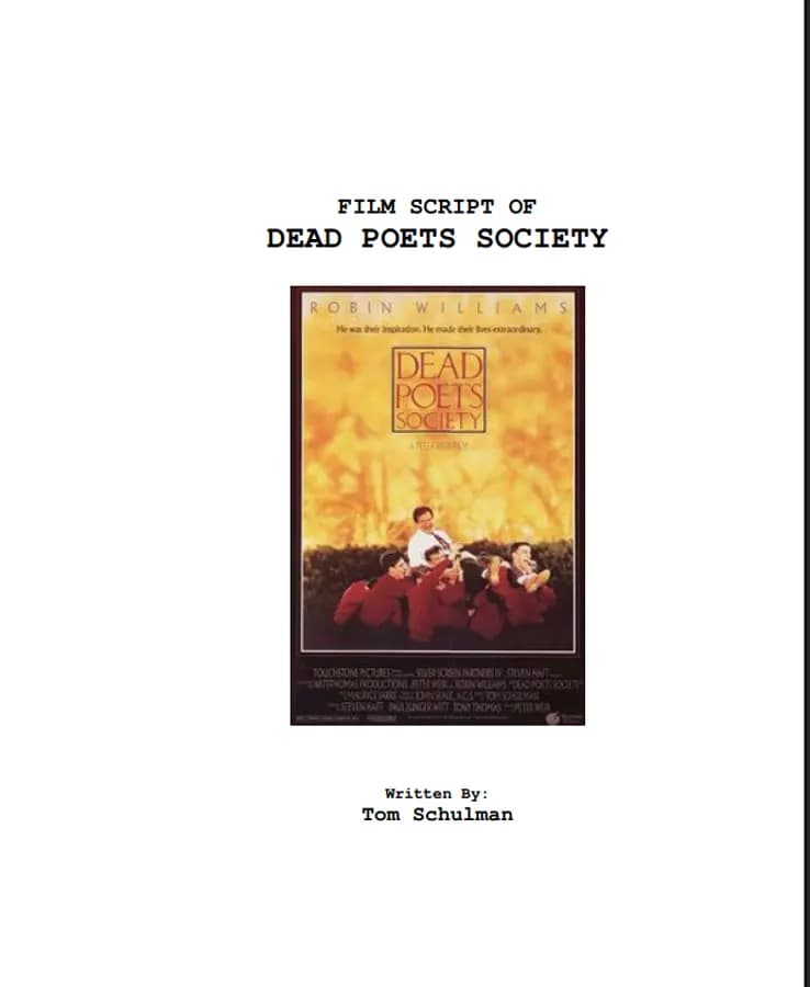 کتاب Dead Poets Society Film Script (فیلم‌نامه انجمن شاعران مرده) نسخه انگلیسی PDF