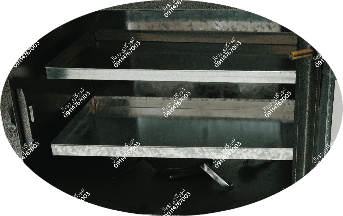 تنور گازی بزرگ سفید چدن 37 دو سینی دماسنج با تایمر و جوجه گردان رویال مدل TG.Royal 444TD.W — تصویر ۸