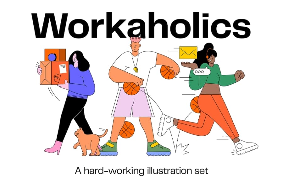 مجموعه ۲۰ تصویرسازی وکتور Workaholics با شخصیت‌های خلاق و حرفه‌ای