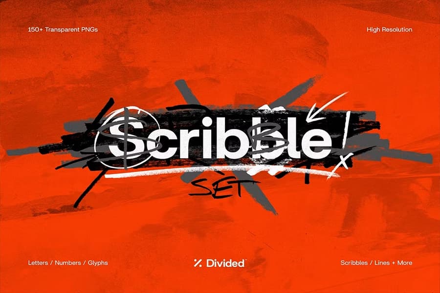 مجموعه ۱۵۰+ المان خط‌خطی (Scribble) با استایل گرانج و دست‌کشیده