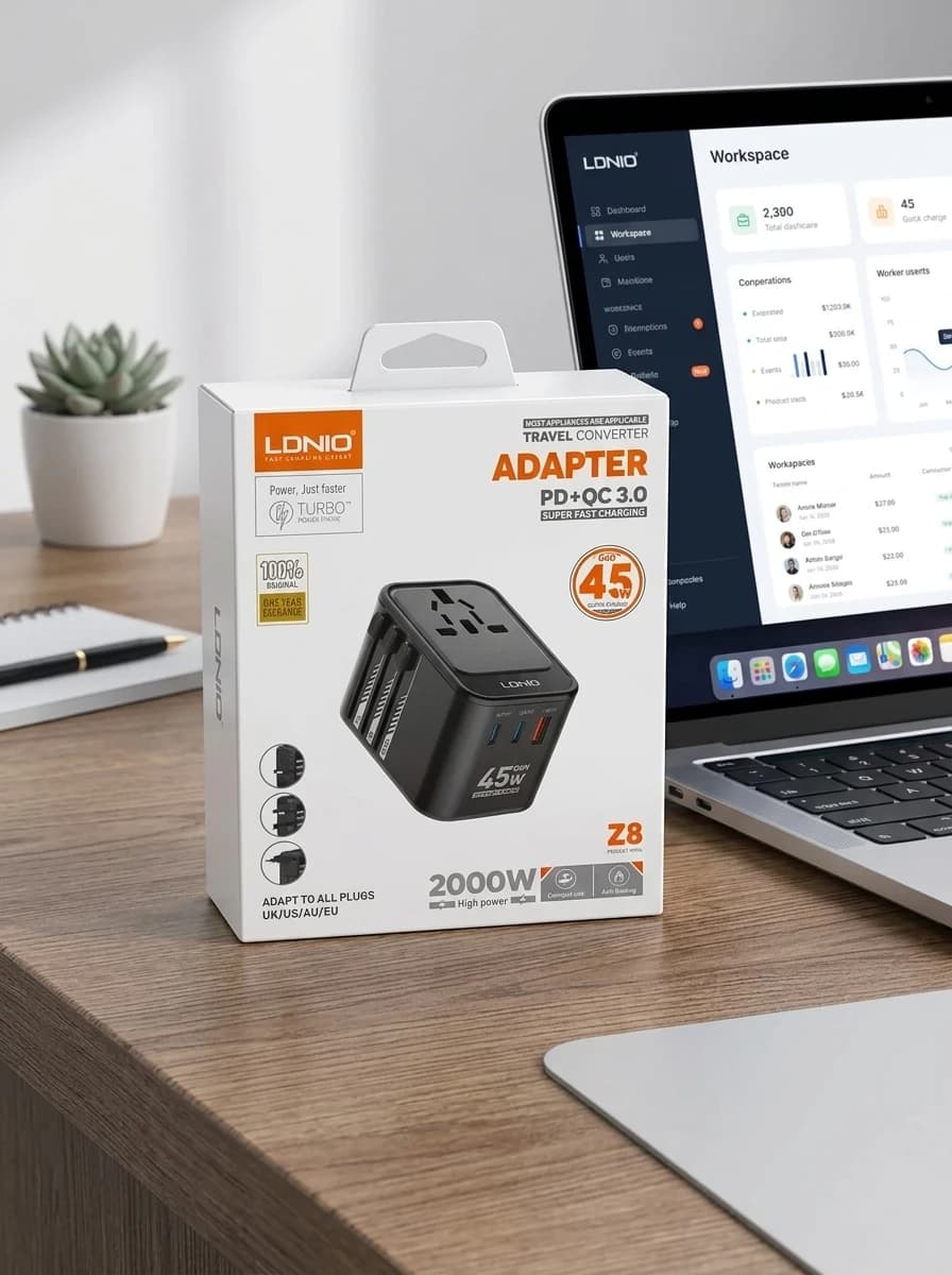 آداپتور مسافرتی همهکاره الدینیو LDNIO Z8 (45W GaN) — تصویر ۲