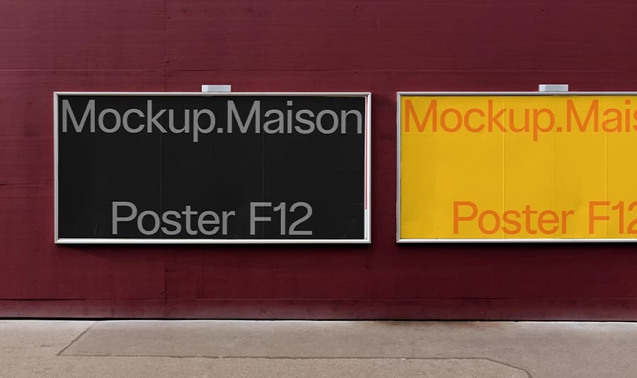 موکاپ پوستر F12 روی دیوار