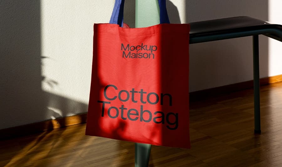 موکاپ ساک پارچه‌ای نخی برای نمایش هویت بصری برند
