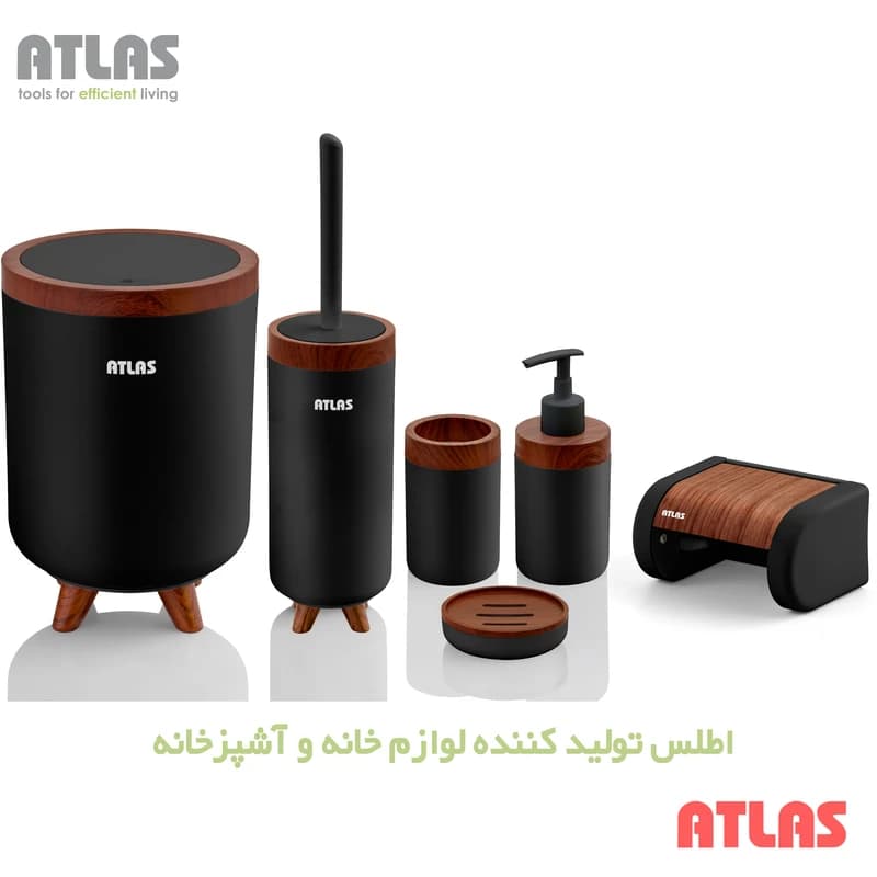 ست سرویس بهداشتی 6 تکه اطلس مدل سلین طرح چوب — تصویر ۸