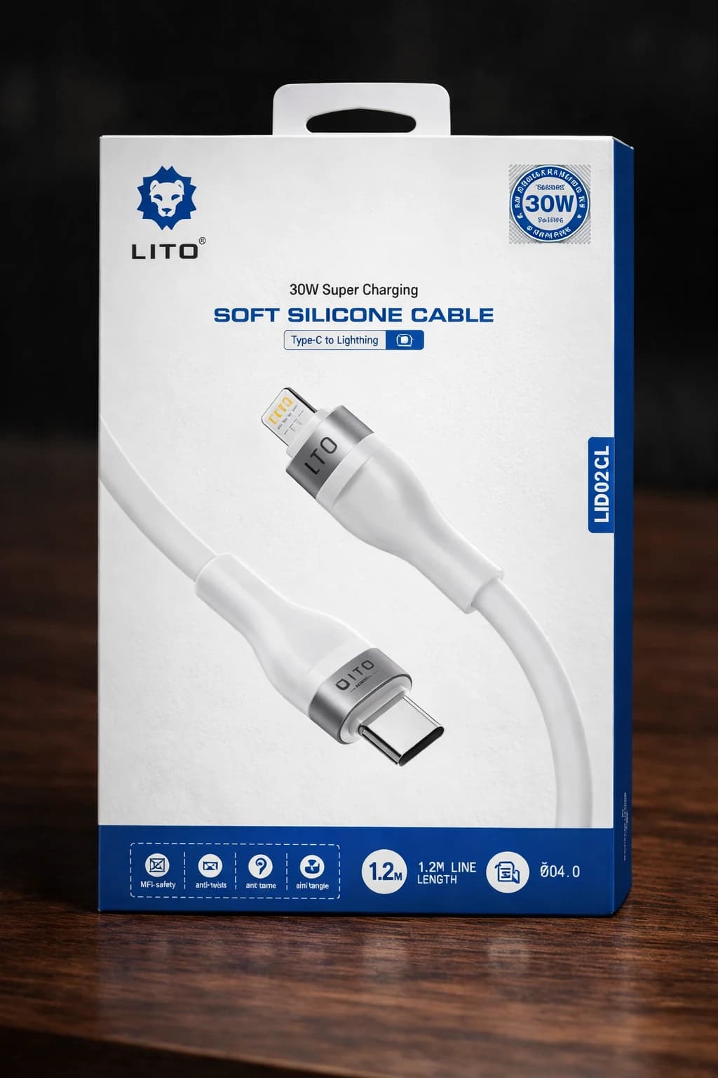 کابل شارژ LITO LD02CL Type‑C to Lightning 30W — تصویر ۲