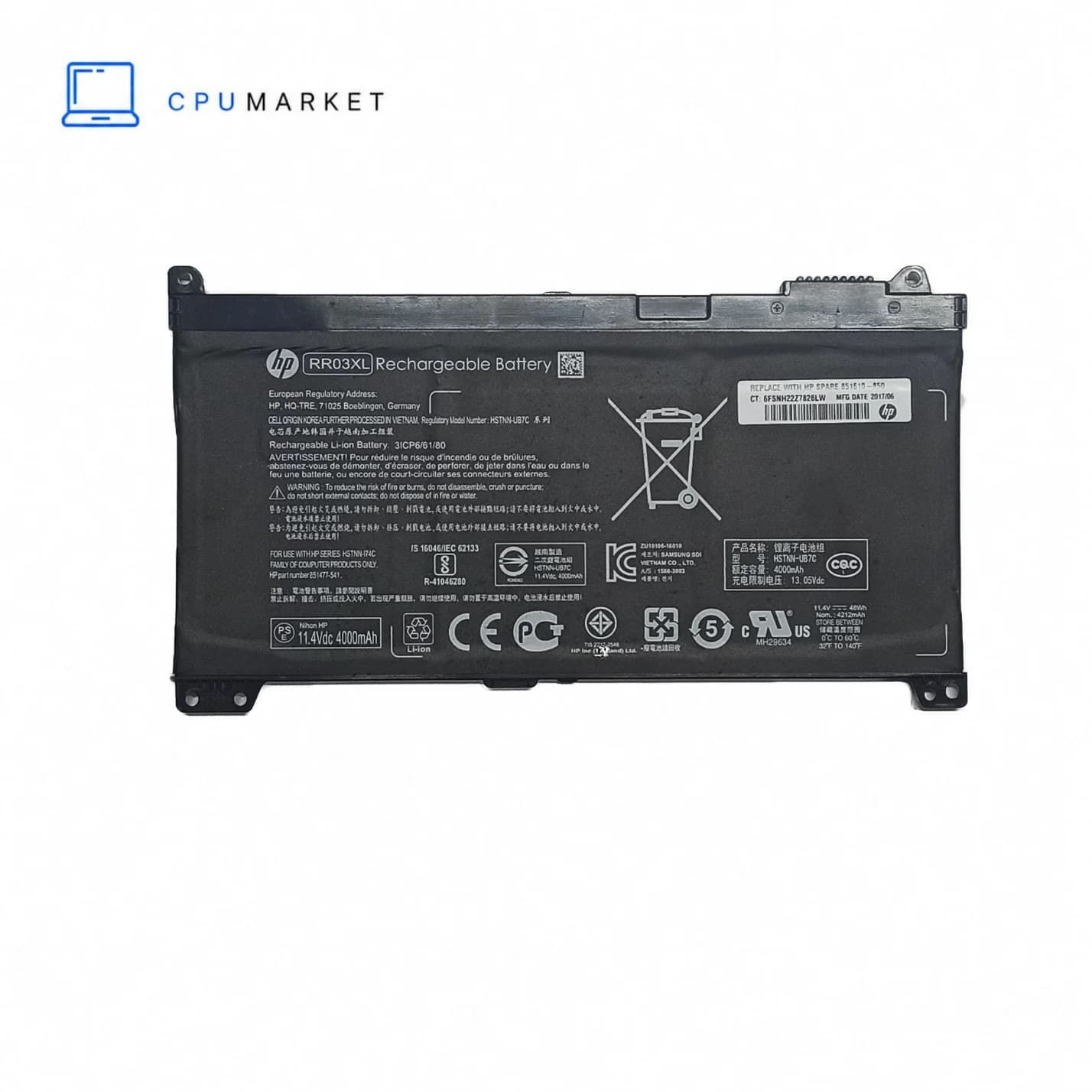 باتری لپ تاپ اچ پی HP ProBook 430 450 470 G4 G5 – RR03XL اورجینال رو دستگاهی