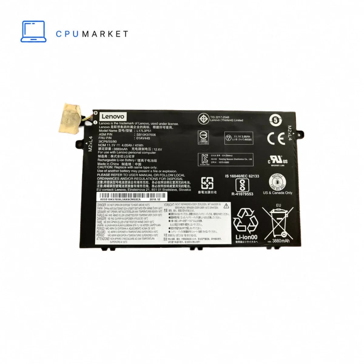 باتری لپ تاپ لنوو Lenovo ThinkPad E480 , E580 – L17L3P51 اورجینال رو دستگاهی — تصویر ۲