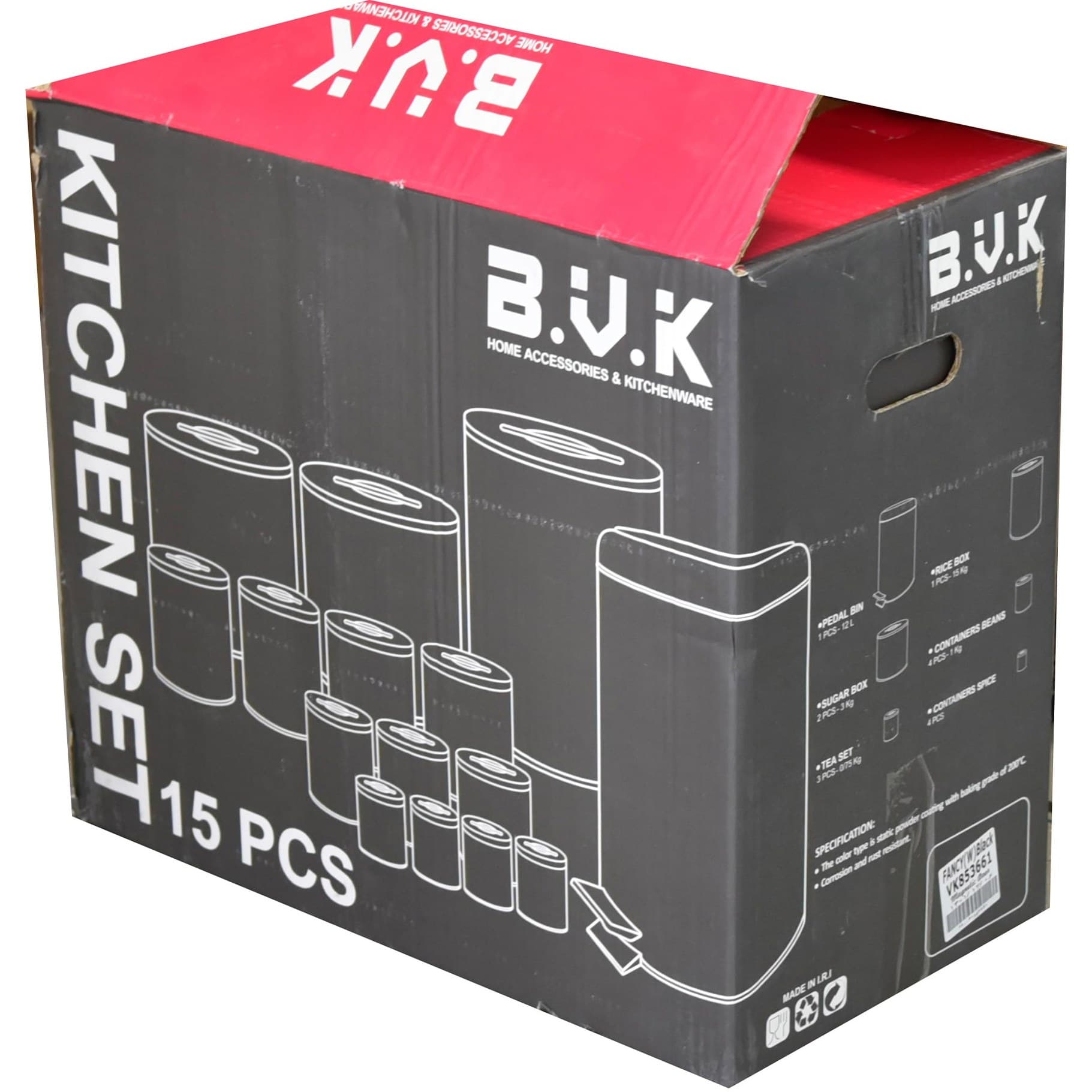 سرویس آشپزخانه 15 پارچه در چوب بی وی کی مدل ماربل M کد 855581 — تصویر ۶