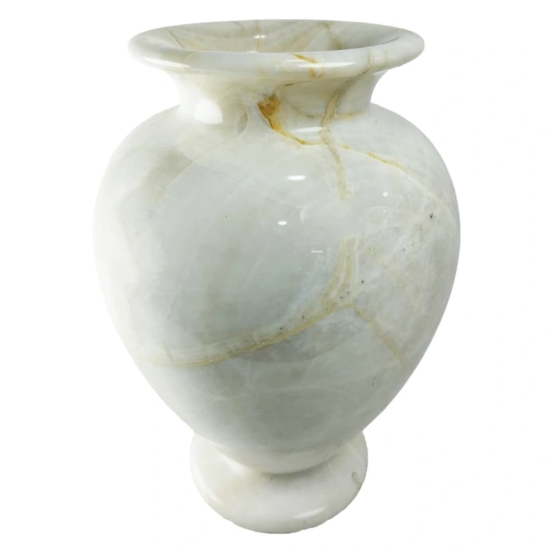 گلدان سنگی مرمر سفید طرح خمره ای کد 309