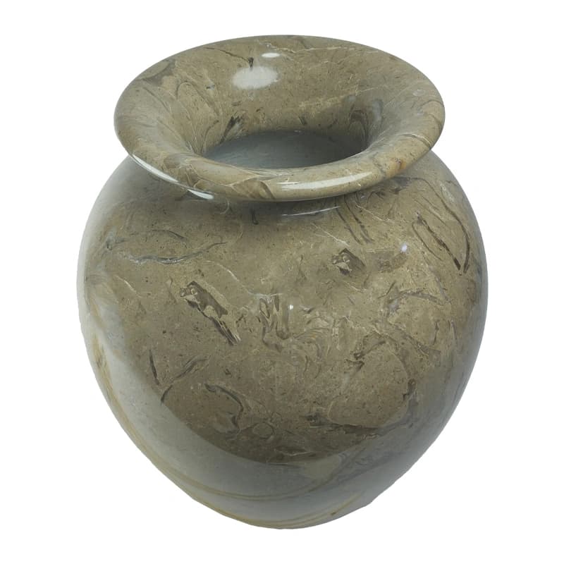 گلدان سنگی طرح خمره ای از سنگ مرمریت پرطاووسی کد 308 — تصویر ۳