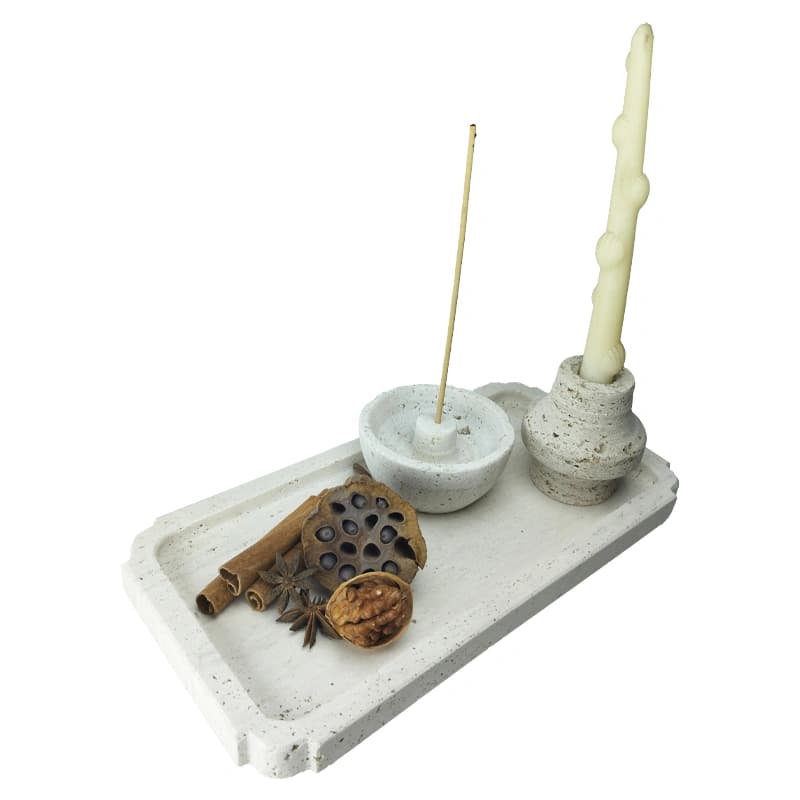 سینی سنگی مستطیل تراورتن پایه دار کد 301 — تصویر ۲