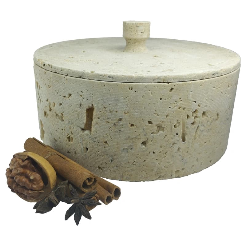 شکلات خوری سنگی استوانه ای سایز بزرگ از سنگ تراورتن کد 287