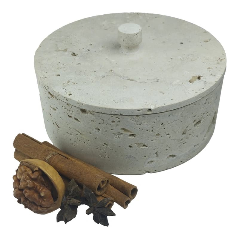 شکلات خوری سنگی استوانه ای سایز کوچک از سنگ تراورتن کد 286