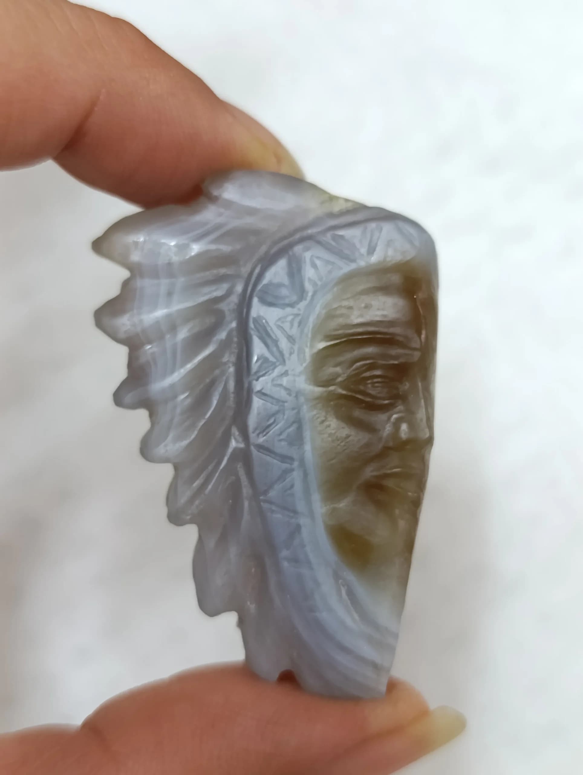 کاروینگ سرخپوست عقیق سلیمانی — تصویر ۲