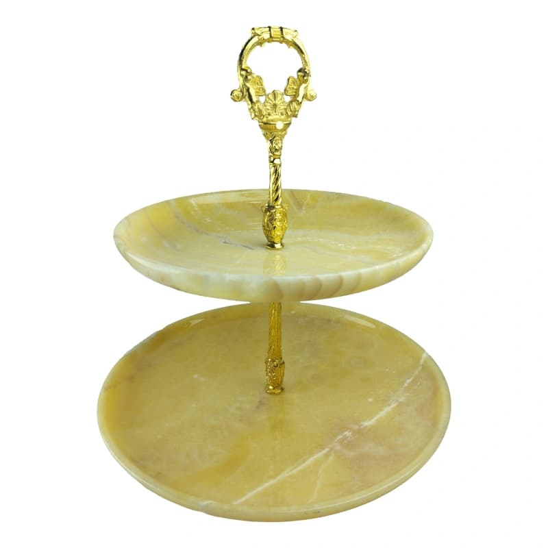 سینی سنگی دو طبقه مخصوص سرو و پذیرایی از سنگ مرمر پرتقالی کد 271 — تصویر ۴