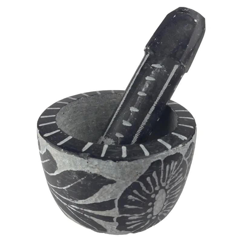 هاون سنگی سنتی از سنگ مرمریت سیاه مشهد کد244