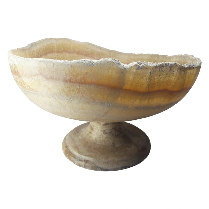 میوه خوری سنگی پایه دار با سنگ مرمر پرتقالی نباتی کد234