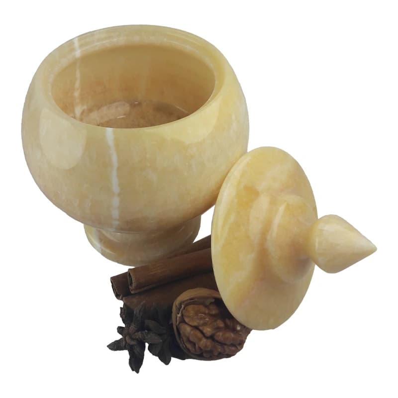 شکلات خوری/قندان سنگی پایه بلند از سنگ مرمر پرتقالی کد 215 — تصویر ۴