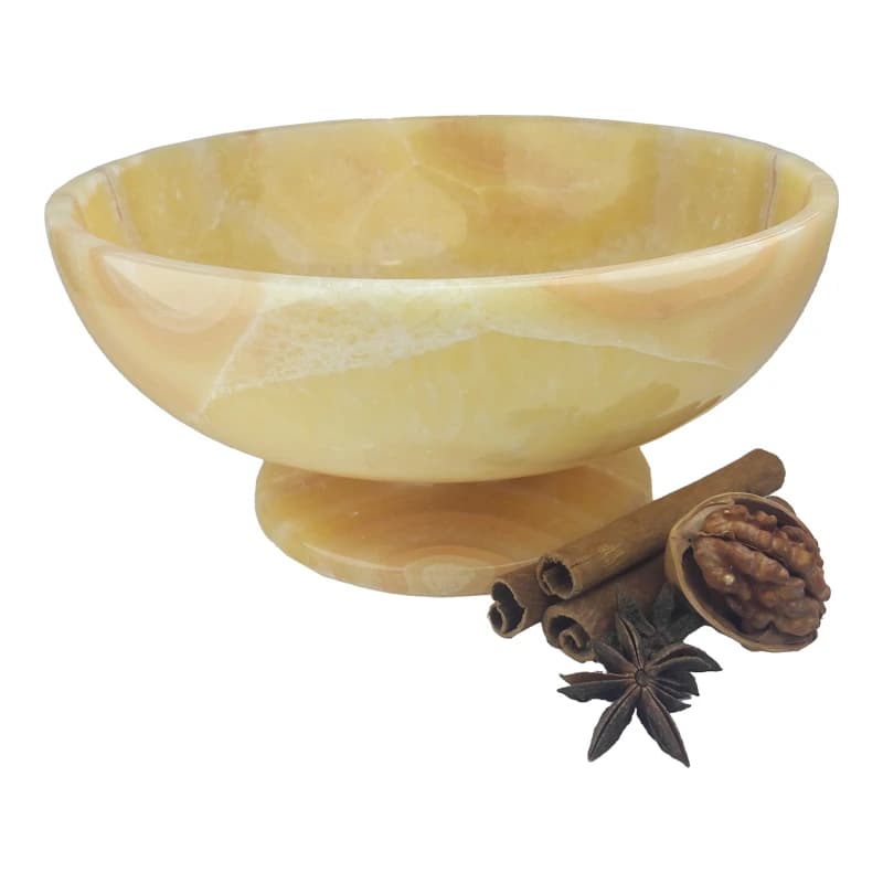 آجیل خوری سنگی پایه دار با سنگ مرمر پرتقالی کد214 — تصویر ۴
