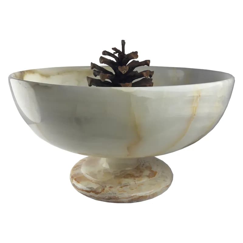 میوه خوری سنگی پایه دار از سنگ مرمر سفید کد206 — تصویر ۵