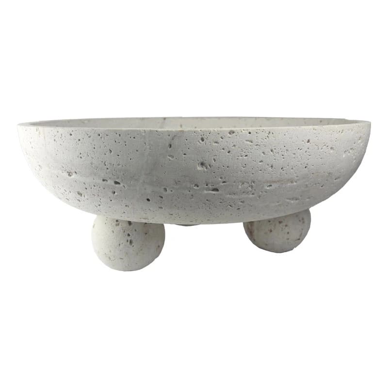 میوه خوری سنگی پایه دار از سنگ تراورتن کد 193