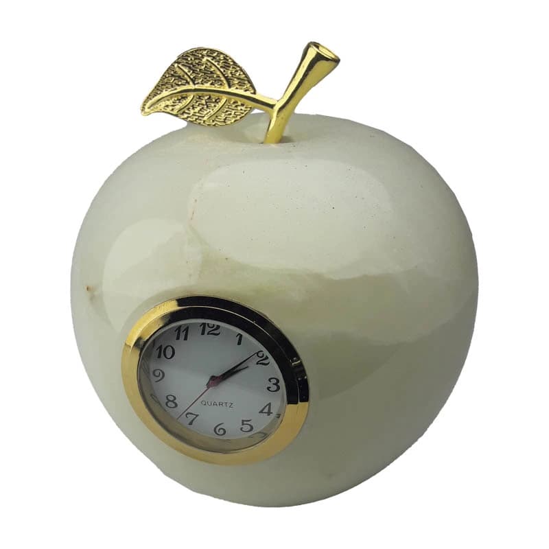 ساعت سنگی رومیزی طرح سیب مرمر سبز کد 181