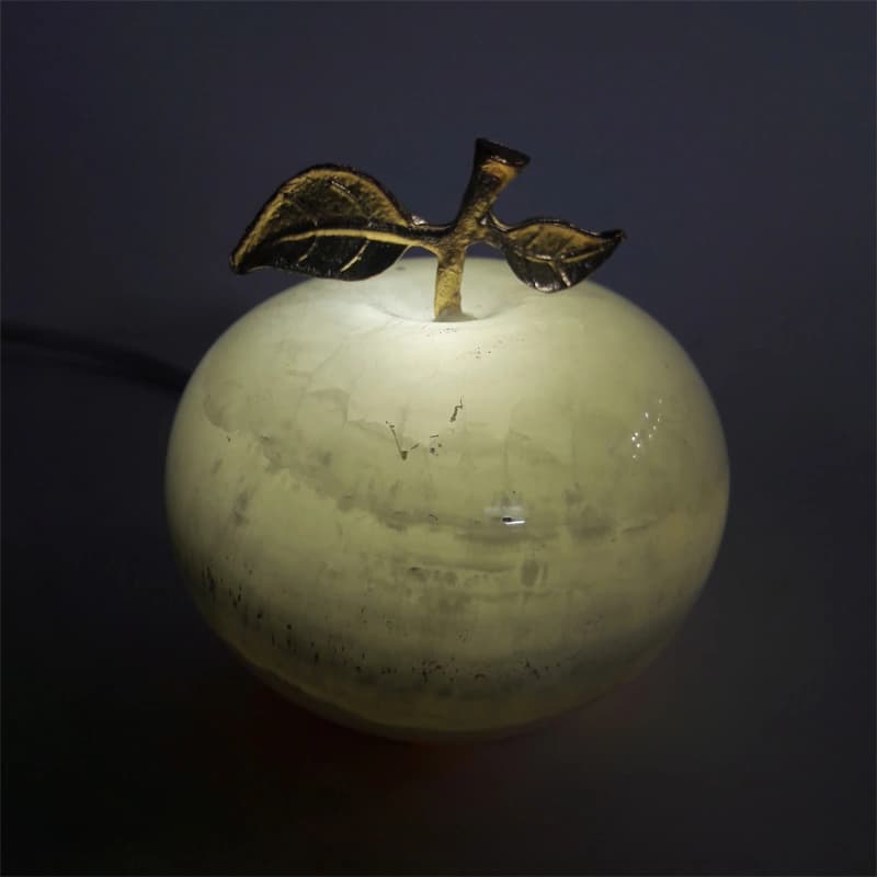 چراغ خواب سنگی مرمر سبز طرح سیب کد 172 — تصویر ۲