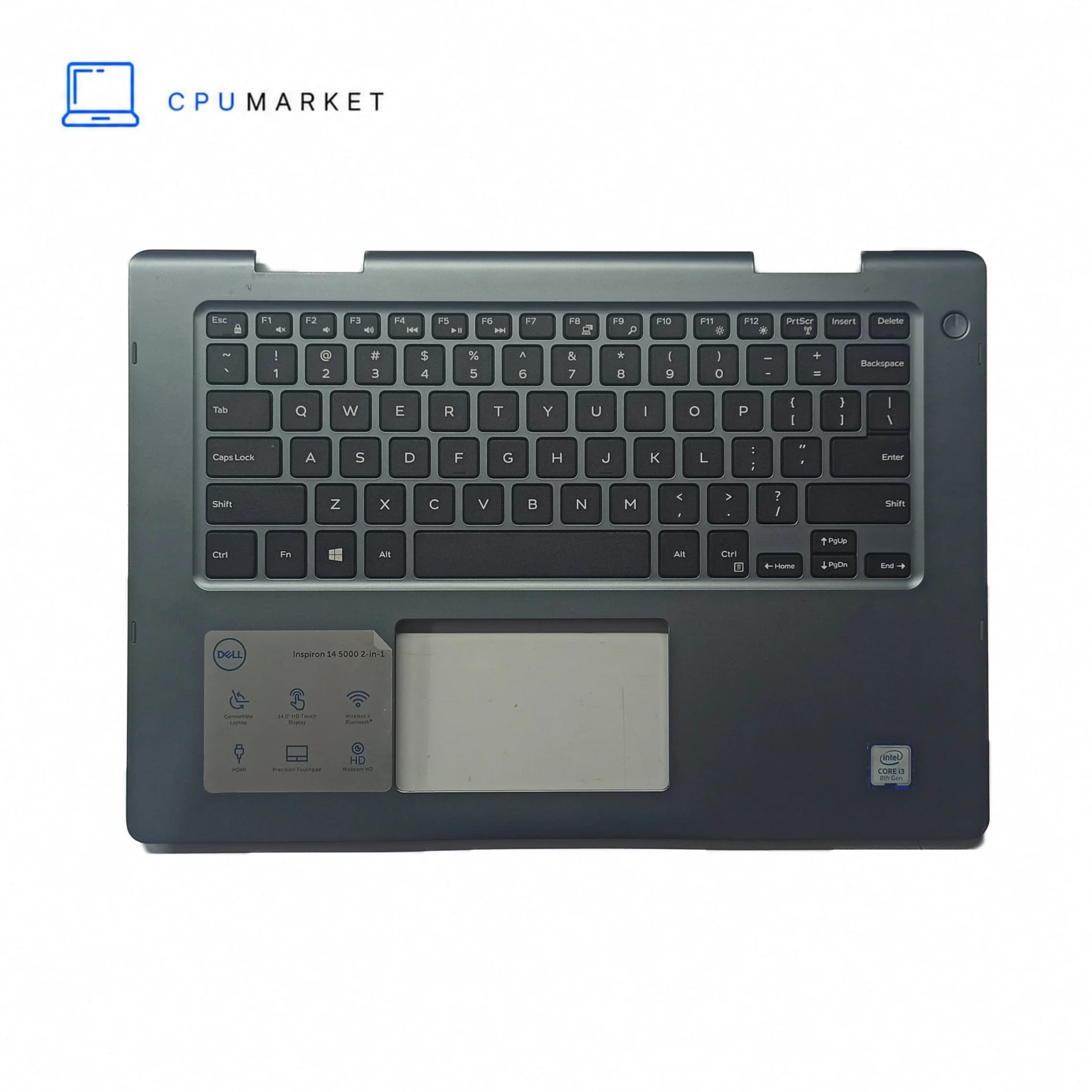 قاب کنار کیبورد لپ تاپ دل به همراه کیبورد Dell Inspiron 14 5482 سرمه ای