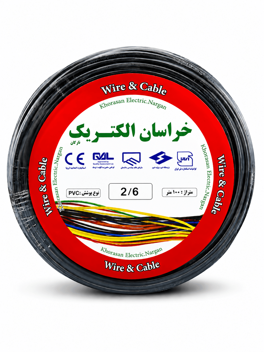 کابل 6*2 خراسان الکتریک تمام مس کلاف 100 متری