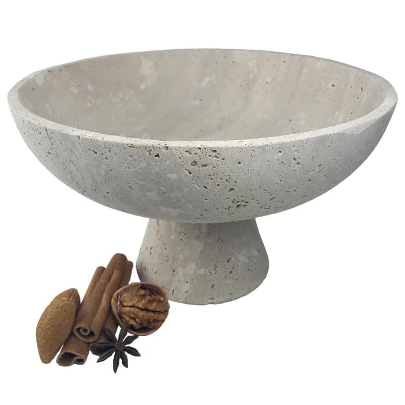 کاسه آجیل خوری سنگ تراورتن پایه دار کد 116