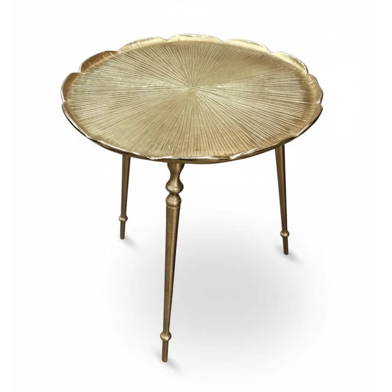 میز عسلی سه تکه لبه دار طرح کلاسیک رنگبندی طلایی و نقره ای .M — تصویر ۲