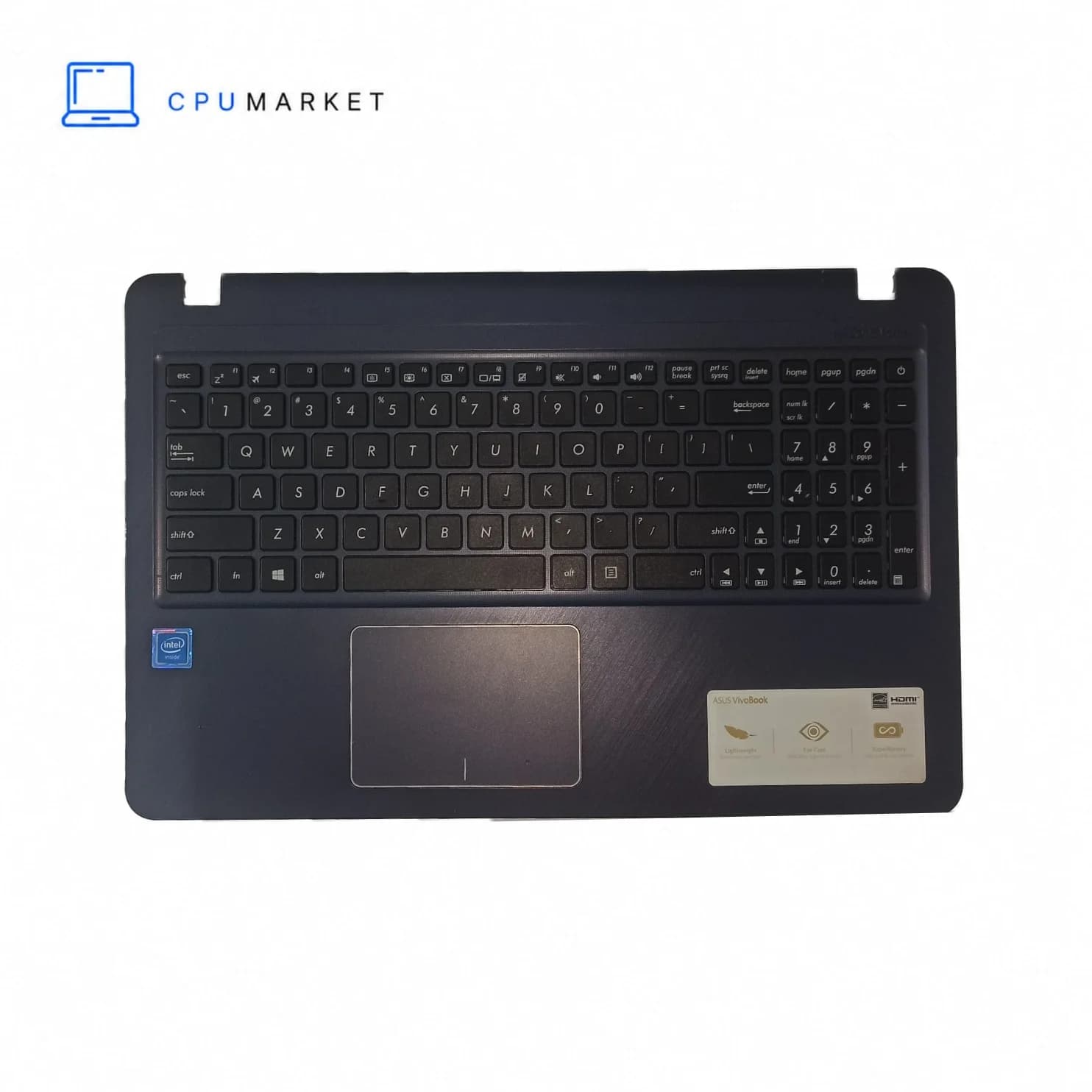 قاب کنار کیبورد لپ تاپ ایسوس به همراه کیبورد و تاچ پد Asus X543U مشکی — تصویر ۲