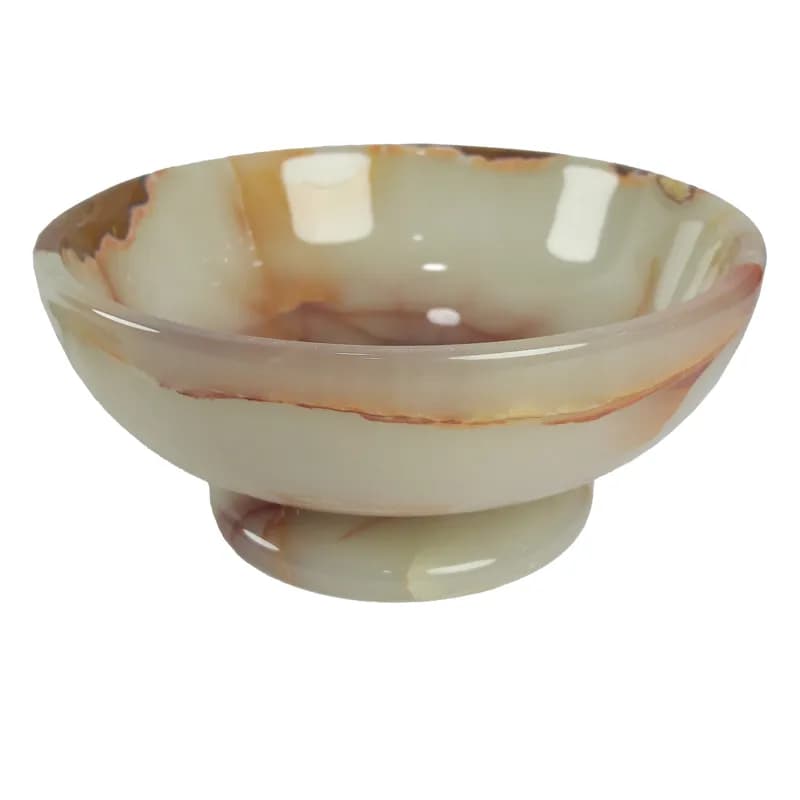 آجیل خوری/شکلات خوری پایه دار سنگ مرمر قرمز کد 082، سایز 15×8 سانتی‌متر