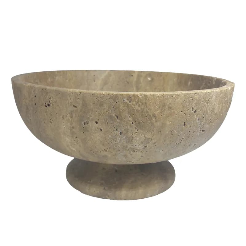 ظرف میوه خوری پایه‌ دار سنگ تراورتن کد 040