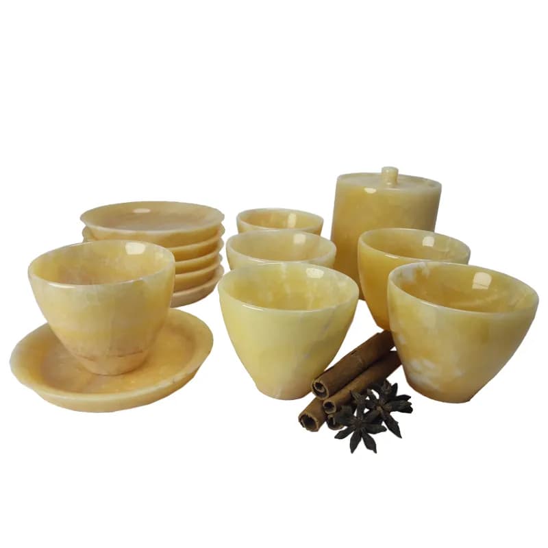سرویس چای خوری 6 نفره سنگ مرمر پرتقالی کد028 — تصویر ۲