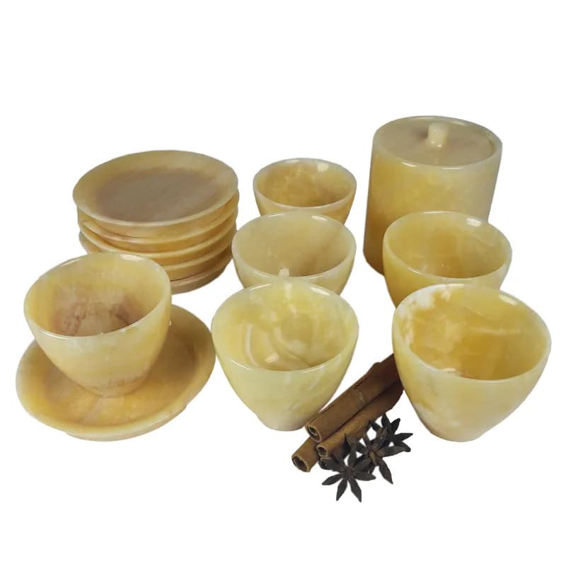 سرویس چای خوری 6 نفره سنگ مرمر پرتقالی کد028