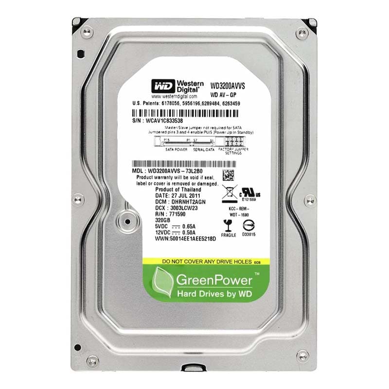 هارد دیسک اینترنال وسترن دیجیتال مدل WD3200AVVS ظرفیت 320 گیگابایت استوک