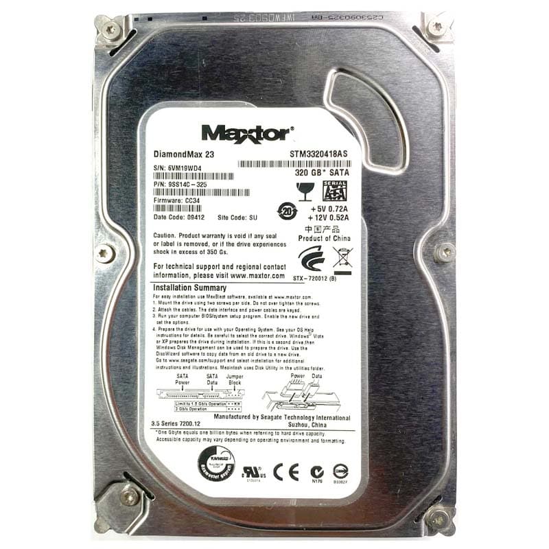 هارد دیسک اینترنال مکستور مدل STM3320418AS ظرفیت 320 گیگابایت استوک