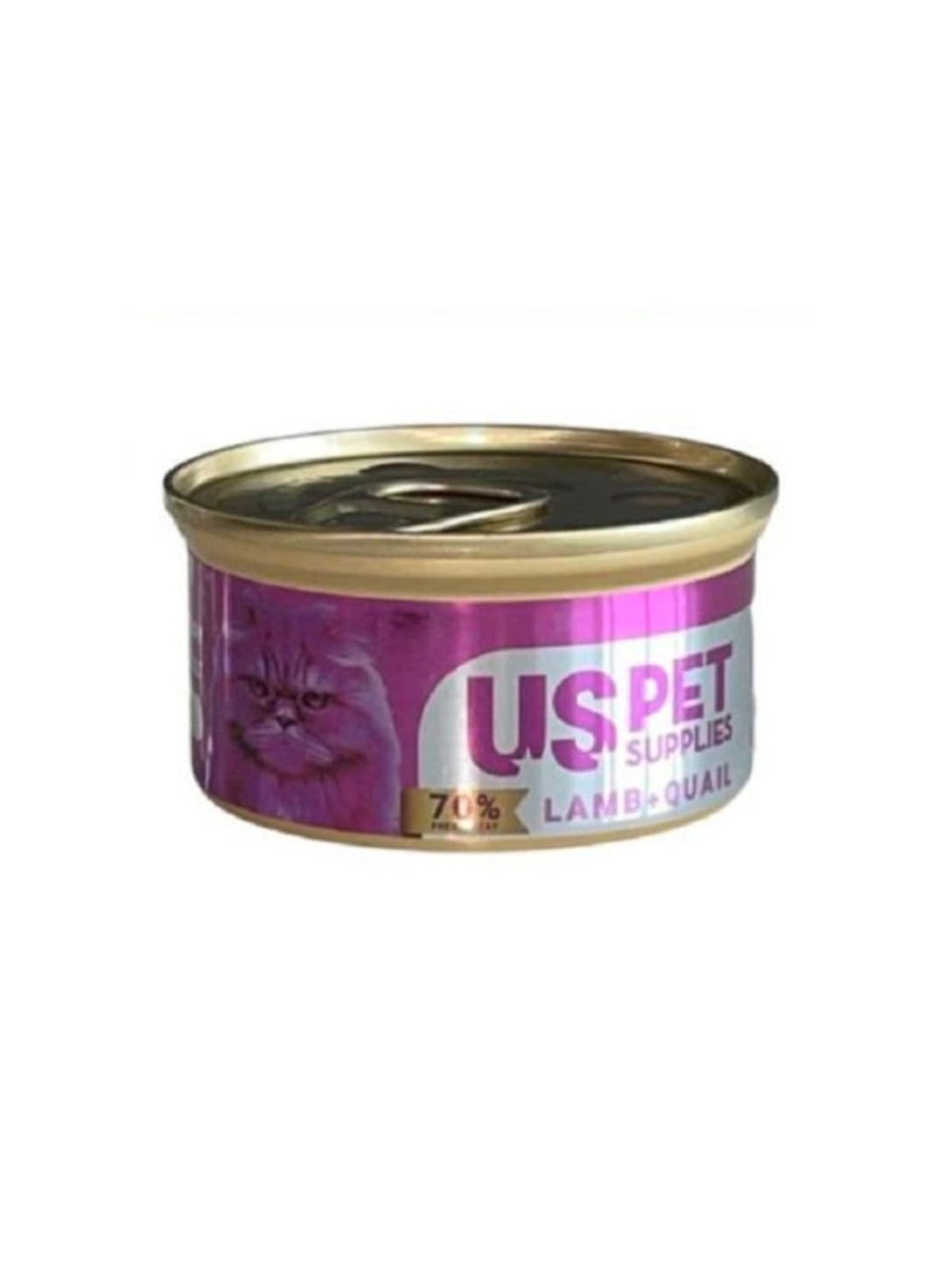 کنسرو گربه یو اس پت طعم گوشت بره و بلدرچین وزن ۸۵ گرم USPET