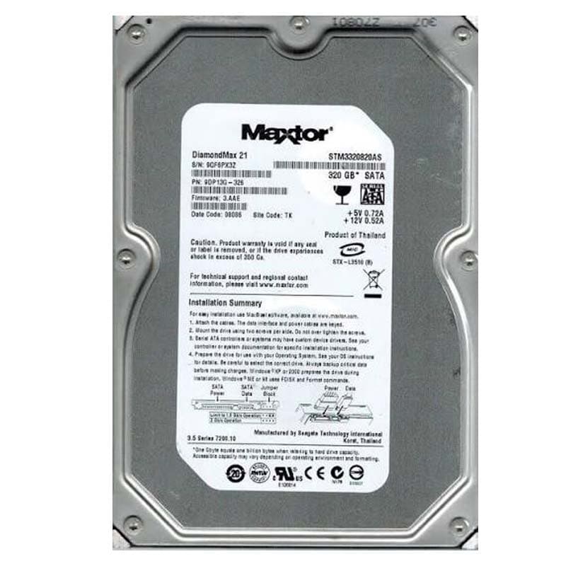 هارد دیسک اینترنال مکستور مدل STM3320820AS ظرفیت 320 گیگابایت استوک